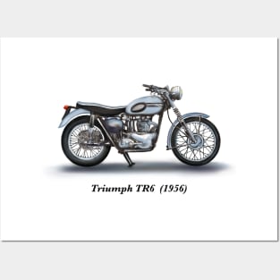 Drawing of Retro Classic Motorcycle Triumph TR6 1956 Posters and Art